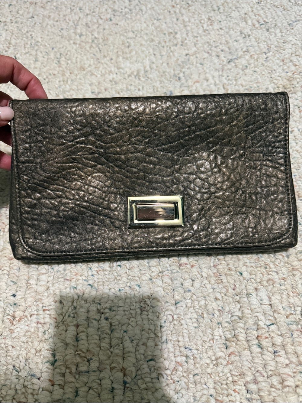 Textured Metallic Bronze Clutch Wallet